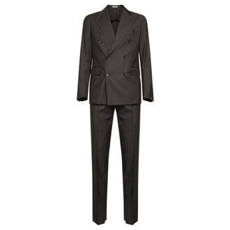 Tagliatore Double Breasted Suits, male, Brown, XL, Double-breasted Wool Suit