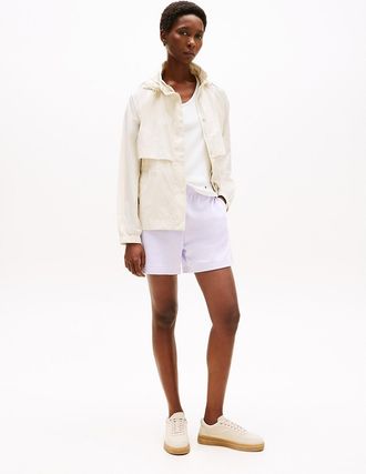 Tommy Hilfiger Womens Brushed-Back Terry 5 Short - Purple - L