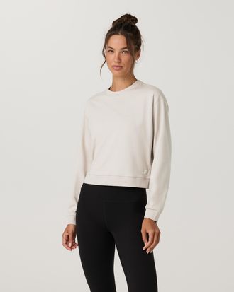 Vuori Clothing Halo Modern Crew Neck T-Shirt | Ecru Heather | XS, Size Extra Small