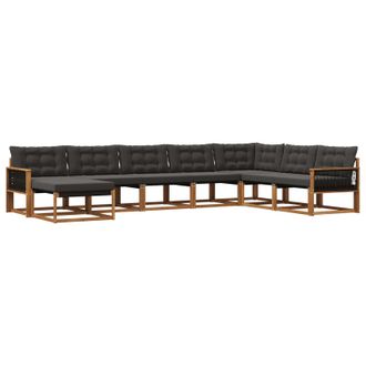 vidaXL Conjunto De Sof&aacute;s De Exterior Con Coj&iacute;n 8 Pcs Natural Y Negro Vidaxl