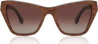 Oh My Woodness! Cat Eye Full Rim Acetate Mens Sunglasses Brown Size 54 - Free Lenses - Oh My Woodness