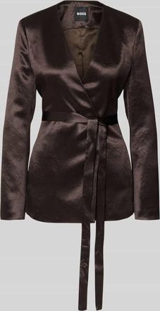 HUGO BOSS Slim Fit Blazer mit Bindeg&uuml;rtel in Dunkelbraun, Gr&ouml;&szlig;e 32