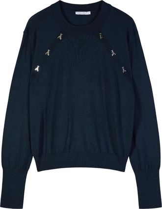 Patrizia Pepe Maglione in lana con scollo tondo - - Knitwear - Donna - Blu - XS