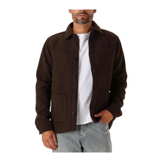 Les Deux Jassen, Heren, Bruin, S, Wol, Jason Solid Wool Overshirt