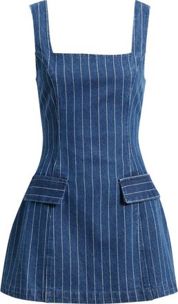 Line & Dot Monah Pinstripe Denim Minidress in Blue at Nordstrom, Size X-Small