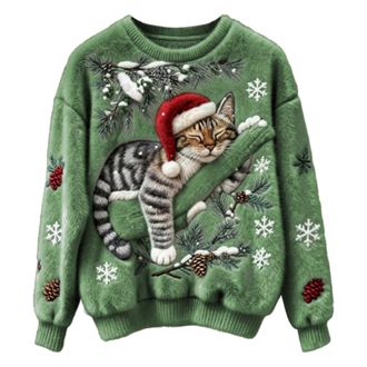 Generic Christmas Jumpers for Women Ladies Christmas Sweatshirt Sparkling Reindeer Snowflakes Printed Jumper Long Sleeve Crewneck Sweaters Womens Loose Fit Xm