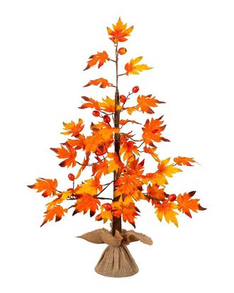 Nearly Natural 3Ft Autumn Maple Artificial Fall Tree With Berries In Burlap Wrapped Base