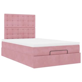 vidaXL Struttura Letto Pouf Con Materasso Rosa 120x200 Cm Velluto Vidaxl