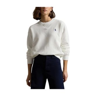 Polo Ralph Lauren Sweatshirts, female, White, Size: XS Light Fleece Crewneck Sweater