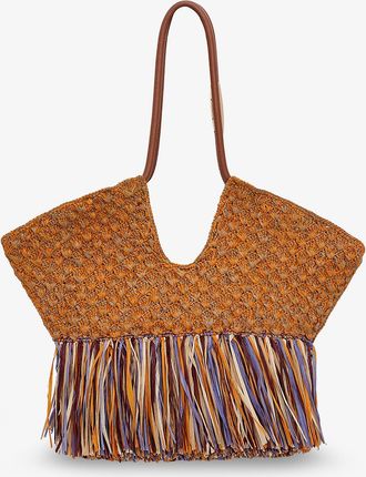 Zimmermann Womens Shoulder Bag Golden Time Orange Raffia