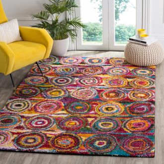 Safavieh Fiesta Shag Machine Made Area Rug, Multi Bohemian Style Easy Care