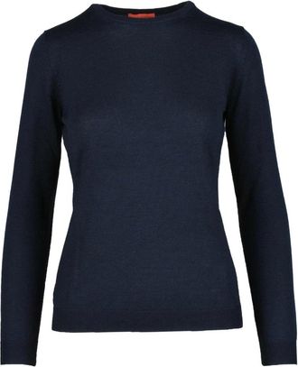 Ballantyne Wollen Gebreide Trui - Dames - Ronde hals truien - Blauw - L - Wol - Truien & Vesten