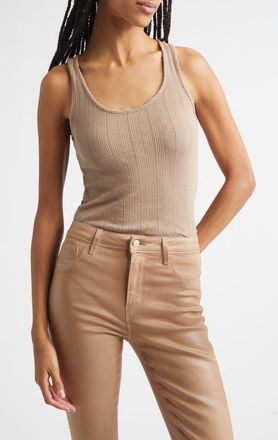 L'agence Adria Scoop Neck Organic Cotton Tank in Portabella at Nordstrom, Size Xx-Large