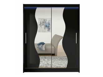 Mirjan24 Mobilier1 - Armario Closico 134, Negro, 200x150x58cm, Puertas De Armario: Correderas, N&uacute;mero De Estantes: 0, Led