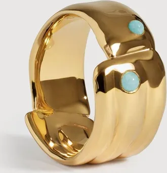 Monica Vinader Gold Amaia Gemstone Bold Ring Amazonite