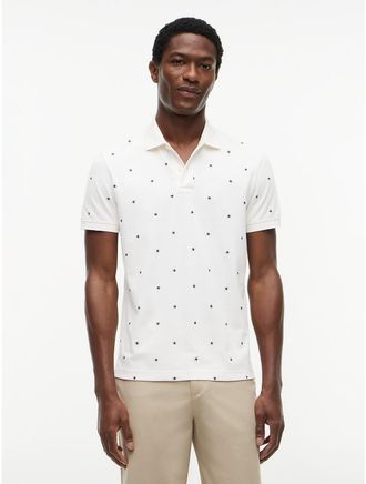Tommy Hilfiger Mens Regular Fit Allover Star Print Polo - Ivory Silk - XXXL