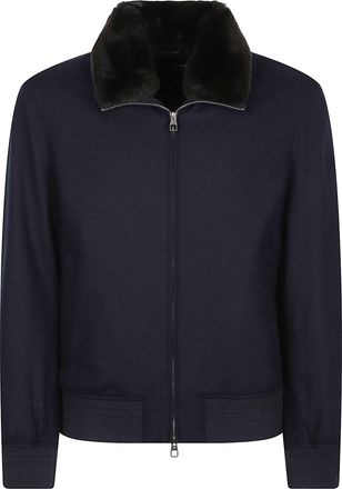 Montecore Sleek Wool-Blend Fur-Collar Bomber Jacket