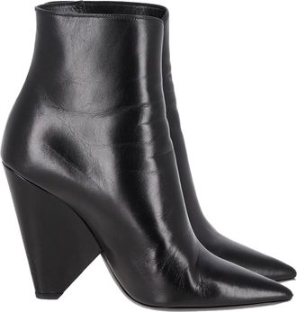 Saint Laurent Pre-owned Womens Pyramid-Heeled Ankle Boots in Black Leather - Size 38.5 EU/IT
