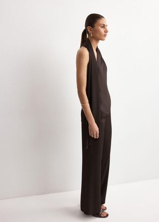 Mango Pantaloni dritti satinati cioccolato - Donna - XS - MANGO