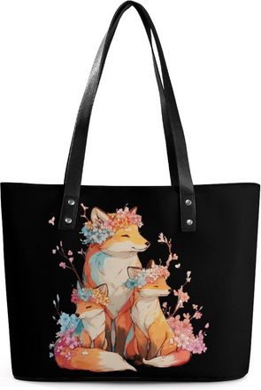 Generic Fox Family Tote Bags for Women Cute Shoulder Purses Handbags