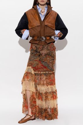 Etro Insulated Jacket With Belt, Womens, Brown