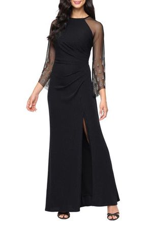 Alex Evenings Metallic Embellished Mermaid Gown in Black Gold at Nordstrom, Size 16