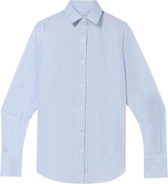 Brooks Brothers Shirt met Logo - Dames - Overhemden - Blauw - M - Katoen - Overhemden