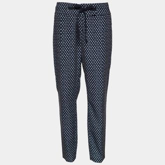 Max Mara Black Dot Print Crepe Tapered Trousers
