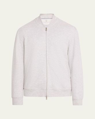 Brunello Cucinelli Mens Bomber Full-Zip Sweatshirt