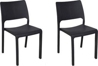 Dmora Dmora - Conjunto De 2 Sillas De Exterior Cereseto, Asiento De Jard&iacute;n, Para Interior Y Exterior, Apilable, Fabricado En Italia, 47x53 H82 Cm, Antracita