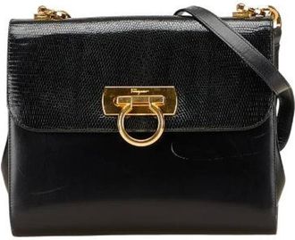 Ferragamo Pre-owned Cross Body Bags, female, Black, Size: ONE SIZE Pre-owned Leather shoulder-bags