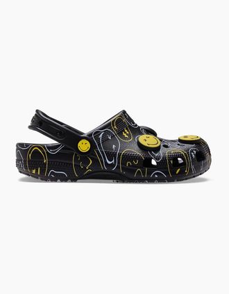 Crocs Womens Crocs SMILEY CLASSIC Unisex Adults Clogs Multi - Black - Size: UK m9w10