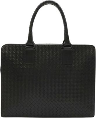 Bottega Veneta Pre-owned Leren Aktetas - Dames - Vintage Handtas - Zwart - ONE Size - Leer - Vintage