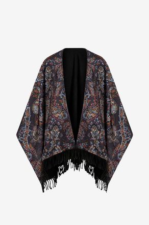 Etro Gefranstes Cape aus bedruckter Seide und Wolle Paisley Florals