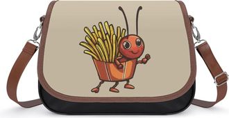 Generic Ant And French Fries Crossbody Bags for Women Fashion Leather Shoulder Handbags With Adjustable Strap
