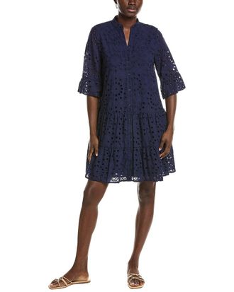 Anne Klein Stand Collar Tiered Shirtdress