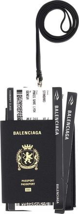 Balenciaga Black Leather Phone Holed