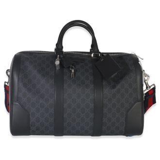 Gucci Black GG Supreme Canvas Web Duffle Bag
