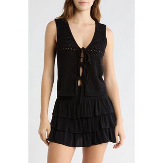 Abound Tie Front Sweater Tank in Black at Nordstrom Rack, Size X-Large