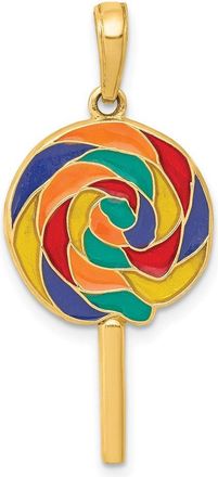 Diamond2Deal 14k Yellow Gold 3D Enameled Lollipop Pendant