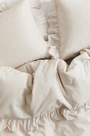 H&M Bettw&auml;sche mit Volants f&uuml;r Doppel-/Kingsize-Betten - Hellbeige