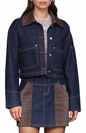 Avec Les Filles Crop Denim Jacket in Rinsechocolate at Nordstrom Rack, Size Large