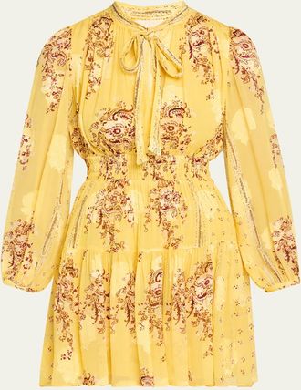 Ulla Johnson Maris Necktie Long-Sleeve Mini Dress