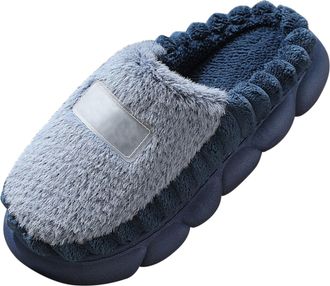Generic Mens and Womens Spring Autumn and Winter Home Indoor Thick Plush Soft Non Silent Warm Wrapped Toe Couple Same Style Plush Cotton Slippers Rubber Slipp