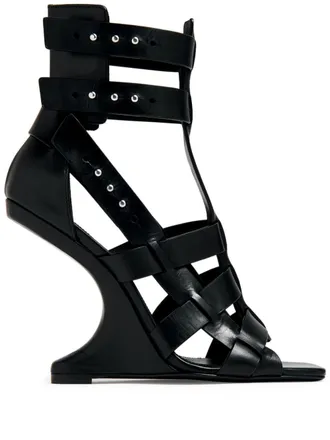 Rick Owens Cantilever leather sandals - women - Leather/Leather/Leather - 38 - Black