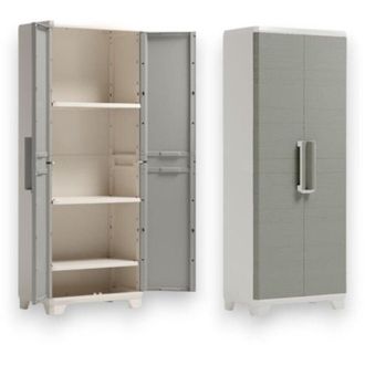 Keter Armadio tuttopiani in resina da esterno a 2 ante effetto legno chiudibili con lucchetto Linear Wood Keter