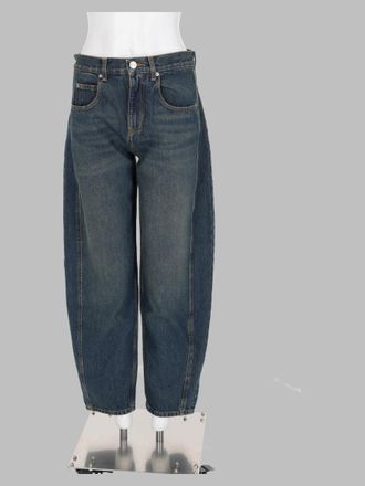 Isabel Marant Blue Cropped Wide-Leg Two-Tone Denim Jeans