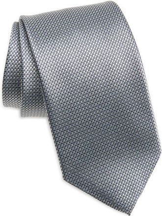 David Donahue Jacquard Silk Tie in Gray at Nordstrom