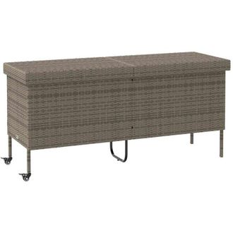 vidaXL Caja Almacenaje Jard&iacute;n Ruedas Rat&aacute;n Sint&eacute;tico Gris 160x55x75 Cm Vidaxl