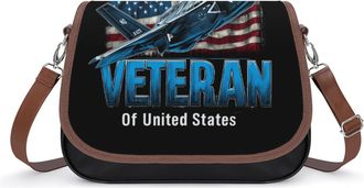 Generic Veteran Of U.S. Flag Womens Crossbody Bag Fashion Shoulder Handbags Message Tote Bag with Adjustable Strap